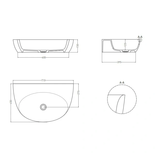 Раковина Salini Alda Wall 03 70 см белый глянец 140313G (детальная фотография), современные, hi-tech