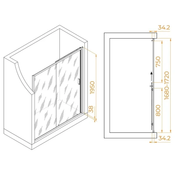 Душевая дверь в нишу RGW Passage PA-14 41081417 170 см раздвижная (детальная фотография), современные, hi-tech