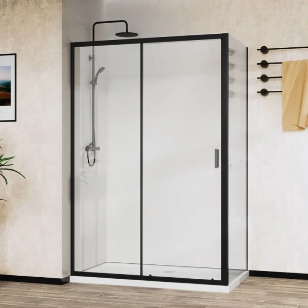 Душевой уголок Vincea City 120х90 см профиль черный, стекло прозрачное VSR-5CT9012CLB (детальная фотография)