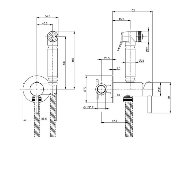 Гигиенический душ со смесителем Kerama Marazzi Nota хром 27405KM.21.018 (детальная фотография), для туалета