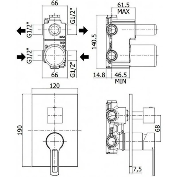 Смеситель для душа Paffoni Ringo черный RIN019NO/M (детальная фотография), для душа