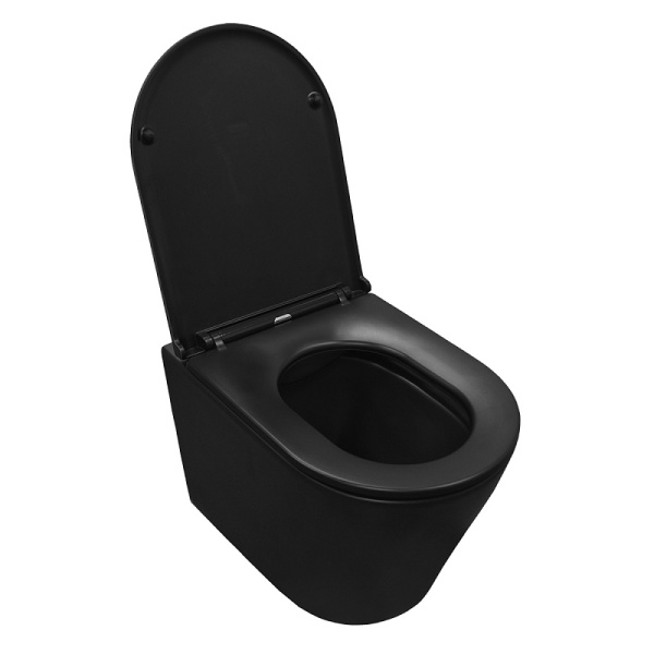 Унитаз подвесной Azario Teramo черный матовый AZ -053E-R-MB/ AZ-0053-MB (детальная фотография), подвесные