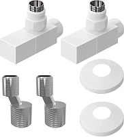 Комплект подключения Lemark с квадратными вентилями, белый матовый
