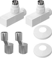 Комплект подключения Lemark с квадратными вентилями, белый матовый