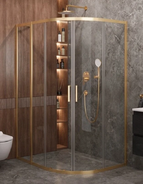 Душевой уголок Cezares Molveno 120х100 см стекло прозрачное профиль золото MOLVENO-RH-2-120/100-C-BORO-IV (детальная фотография)