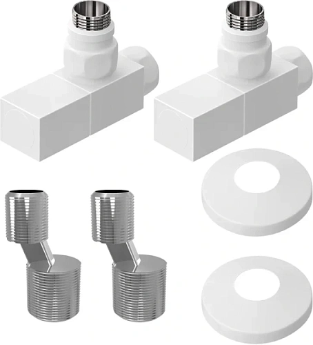 Комплект подключения Lemark с квадратными вентилями, белый матовый - фото 4