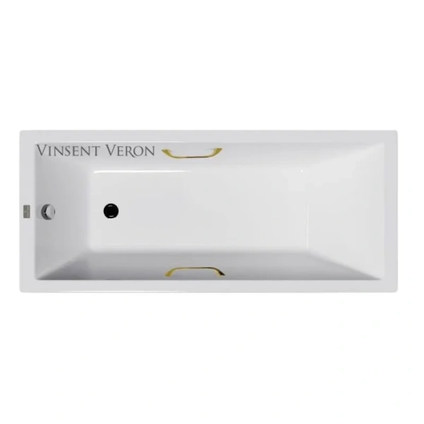 Чугунная ванна Vinsent Veron Square VSQ1707545H/VH0012GD, 170 x 75 см, ручки золото, цвет белый (детальная фотография)