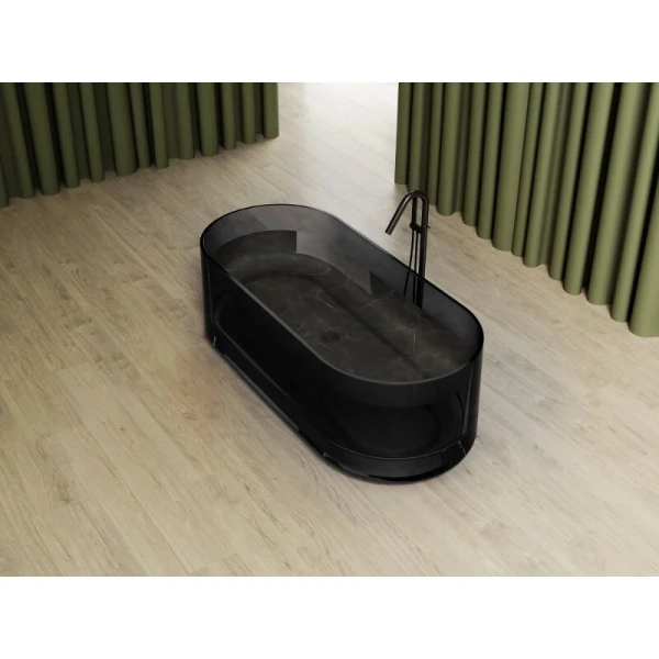 Ванна из полиэфирной смолы Abber Kristall 170x75 см черная AT9708Onyx (детальная фотография), современныe, hi-tech