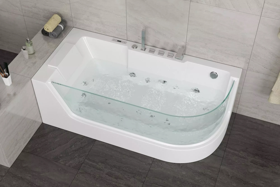 Ванна акриловая Grossman GR-17000 170x80 см с гидромассажем (детальная фотография), современныe, hi-tech