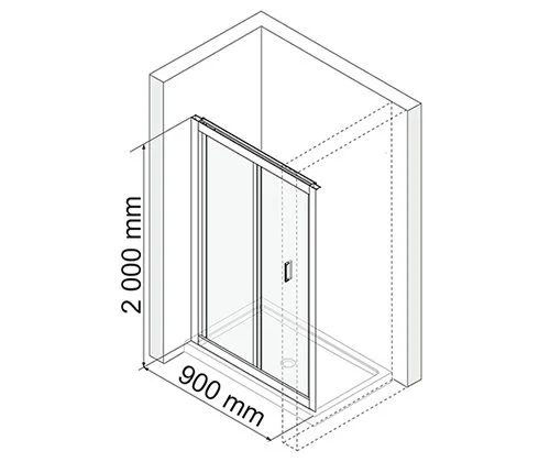 Душевая дверь WasserKRAFT Weser 90 см профиль хром 78F04 (детальная фотография), современные, hi-tech