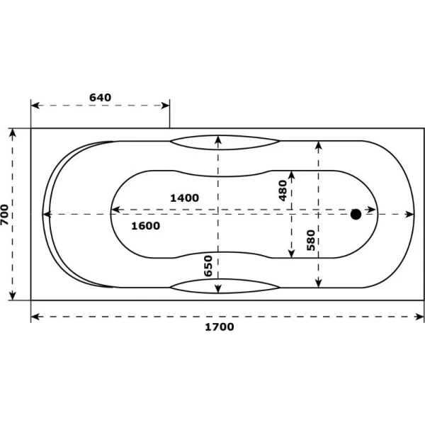 Ванна акриловая Diwo Ярославль 170 x 70 см, с ножками, цвет белый, 333193/333194 (детальная фотография), приставные, встраиваемые