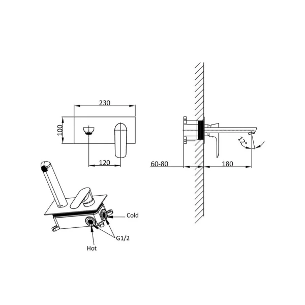 Смеситель для раковины Vincea Esse хром VBFW-1E1CH (детальная фотография), для раковины