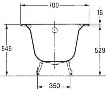 Ванна чугунная Jacob Delafon Melanie E2935 160х70 см (детальная фотография), чугунные