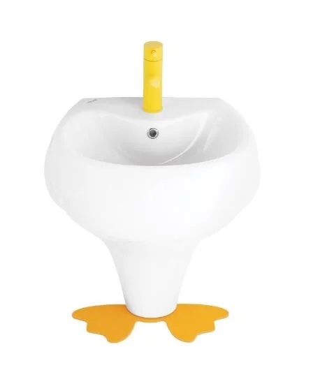 Раковина напольная Creavit Ducky 53 см белая желтые ножки DC052-00CB00E-0000 (детальная фотография)