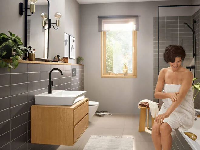 Смеситель для раковины Hansgrohe Rebris черный матовый 72576670 (детальная фотография), современные, hi-tech