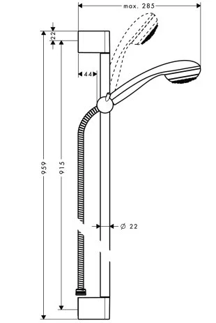 Душевой гарнитур Hansgrohe Crometta 85 1 тип струи 27729000 (детальная фотография), душевые гарнитуры