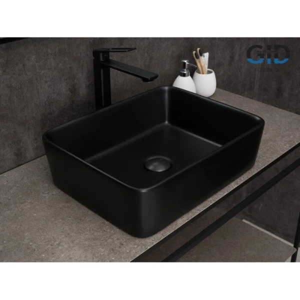 Раковина GID Geometrico Bm9103 48 см черная 53374 (детальная фотография), в форме чаши, прямоугольной формы