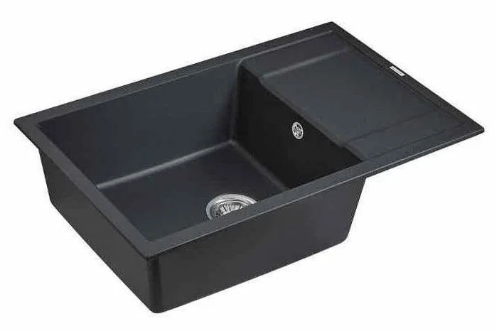 Мойка для кухни Paulmark Verlass 78 см черный металлик PM317850-BLM (детальная фотография), кварц