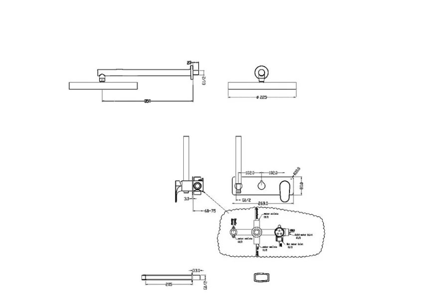 Душевой комплект Boheme Spectre белый матовый 454-2-MW (детальная фотография), комплекты