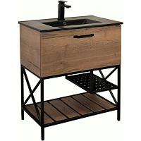 Тумба с раковиной напольная Comforty Бредфорд 75 см дуб темный