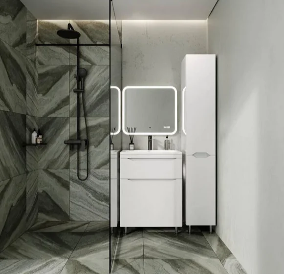 Шкаф-пенал Style Line Марелла Люкс Plus 30 см левый, белый глянец СС-00002428 (детальная фотография), белые