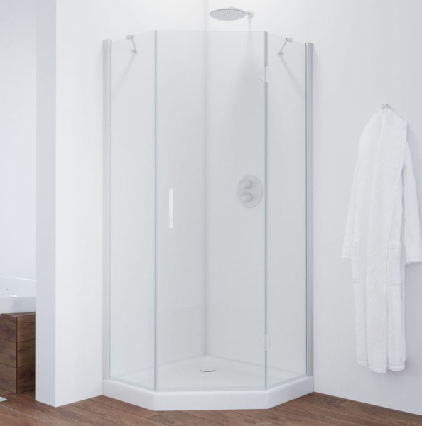 Душевой уголок профиль белый стекло прозрачное Vegas-glass AFA-Pen NOVO 90 01 01 R (детальная фотография)