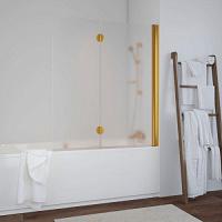 Душевая шторка на ванную профиль золотой стекло сатин Vegas-glass