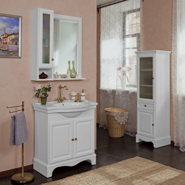 Пенал для ванной, петли слева, цвет белый матовый, фурнитура бронза, La Beaute Michel CMI.Sx.LBO.O.BR (детальная фотография) index_1