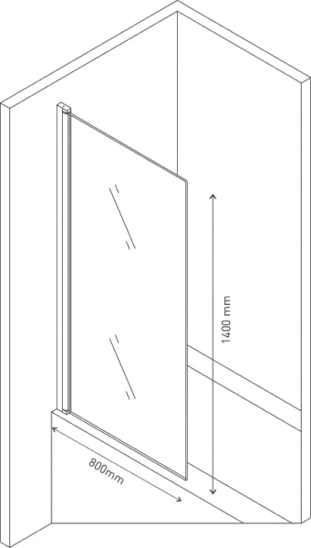 Шторка для ванны Berges River S 80х145 см прозрачное стекло, профиль хром 062102 (детальная фотография), 80 см