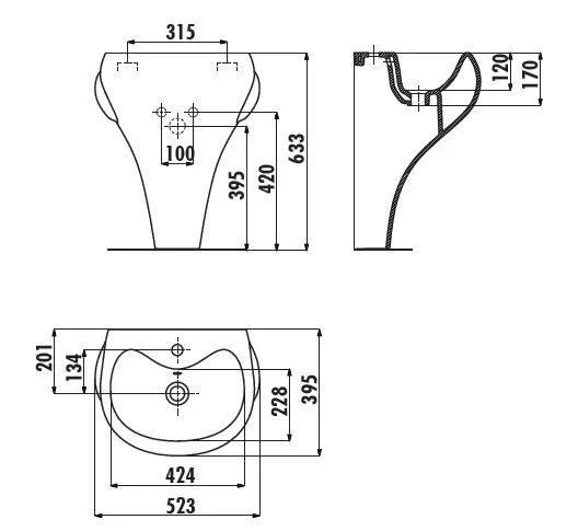 Раковина напольная Creavit Ducky 53 см белая желтые ножки DC052-00CB00E-0000 (детальная фотография), напольные, свободностоящие