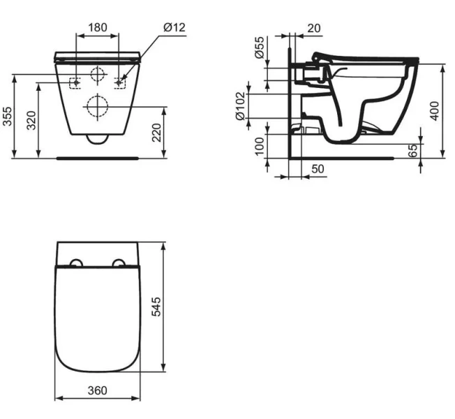 Унитаз подвесной Ideal Standard i.life безободковый T533001 (детальная фотография), подвесные, встраиваемые