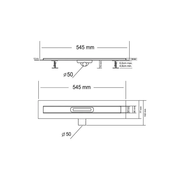 Душевой лоток Vincea Say Carmine 50 см хром SAY.510.50.P.PITI (детальная фотография), душевой лоток