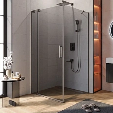Душевой уголок Cezares Slider 110х100 см стекло серое профиль оружейная сталь