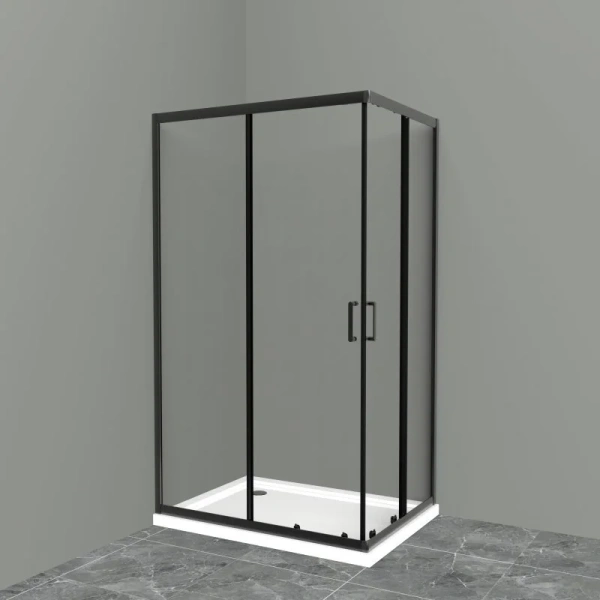 Душевой уголок BelBagno Uno-195 100x80 см профиль черный UNO-195-AH-2-100/80-C-NERO (детальная фотография), современные, hi-tech