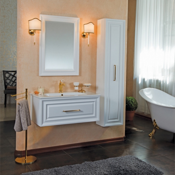 Пенал для ванной, цвет белый матовый, фурнитура золото, La Beaute Cornelia CCO.REV.LBO.OR (детальная фотография), по запросу