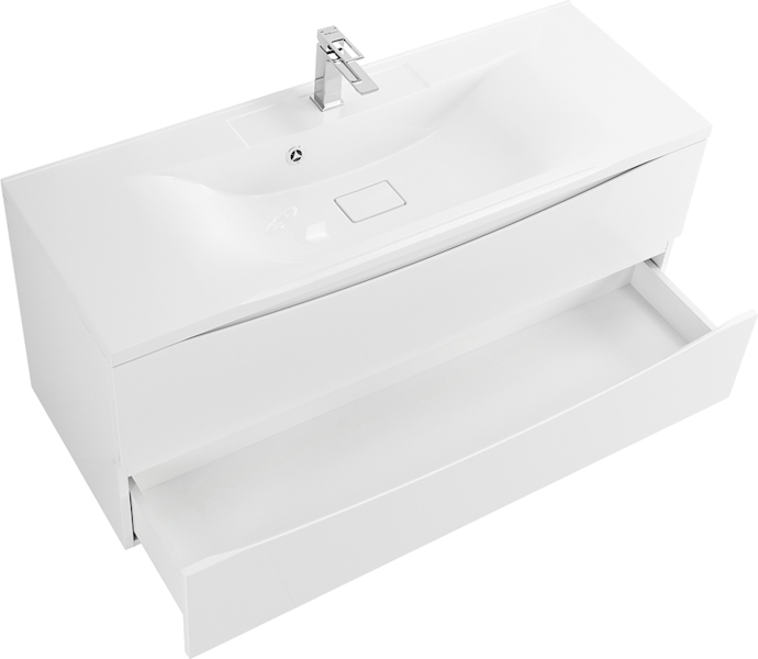 Тумба под раковину подвесная BelBagno Marino 120 см белая глянцевая MARINO-1200-2C-SO-BL-P (детальная фотография), моноблок