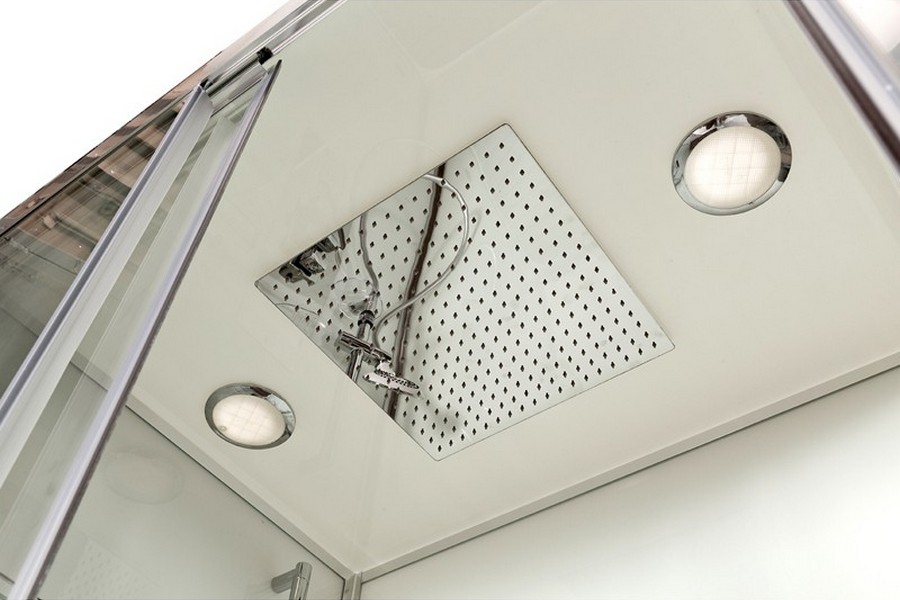 Душевая кабина Deto Z 120х90 см с тропическим душем Z120KERAVA (детальная фотография), пристенные, с гидромассажем, c тропическим душем, с вентиляцией, с крышей