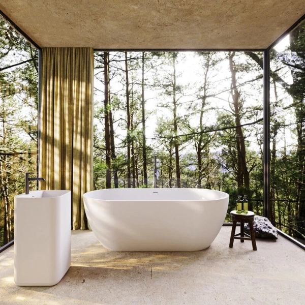 Ванна из искусственного камня Cezares Stylus 160х80 см отдельностоящая CZR-STYLUS-160-80-54-SSB (детальная фотография), современныe, hi-tech