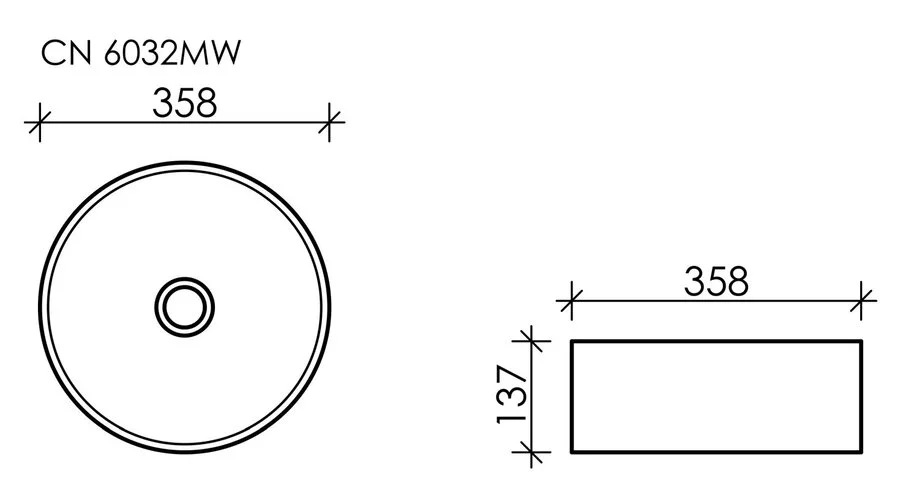 Раковина Ceramica Nova Element 35,8 см белая матовая CN6032MW (детальная фотография), одинарные