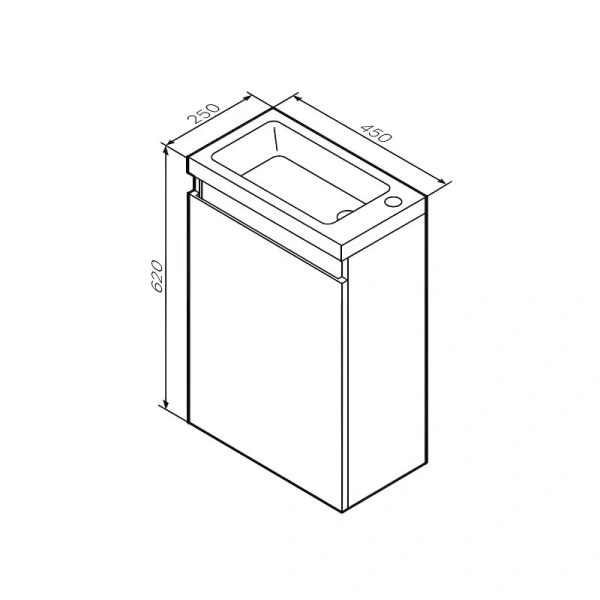 Тумба с раковиной подвесная Am.Pm X-Joy M85AFHX0451WG 45 см с дверцей (детальная фотография), в наличии, по запросу