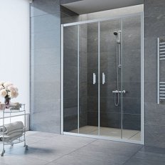 Душевая дверь профиль матовый хром стекло прозрачное Vegas-glass