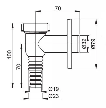 Сифон для стиральной машины Alca Plast наружный APS1 (детальная фотография), хром