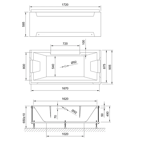 Ванна гидромассажная Royal Bath Triumph De Luxe RB665101DL, 173 x 89 см, белая (детальная фотография), акриловые