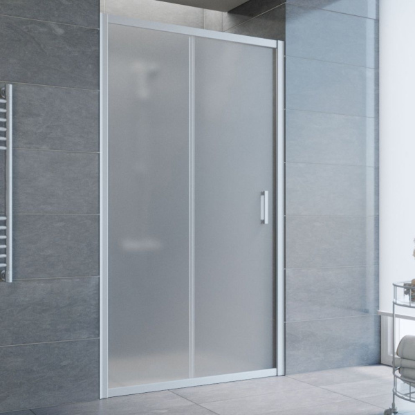 Душевая дверь профиль матовый хром стекло сатин Vegas-glass ZP NOVO 105 07 10 (детальная фотография)