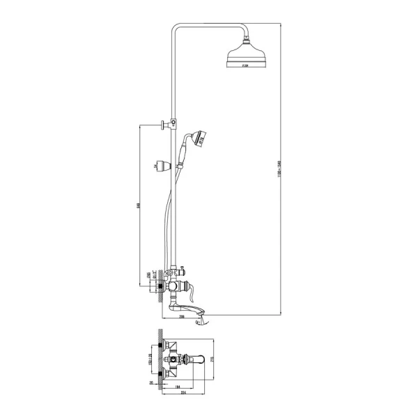 Душевая система Lemark Brava LM4762G (детальная фотография), классические, ретро, с элементами керамики