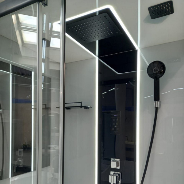 Душевая кабина Black&White Galaxy G8800 110x80 см стекло прозрачное 8800110 (детальная фотография), матовый профиль