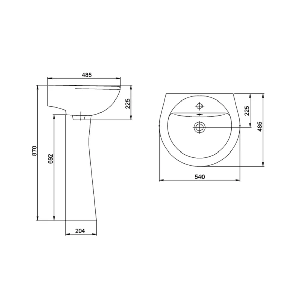 Раковина Santeri Соната 54 см голубой 131112S0611B0 (детальная фотография), подвесные, на пьедестал, пристенные