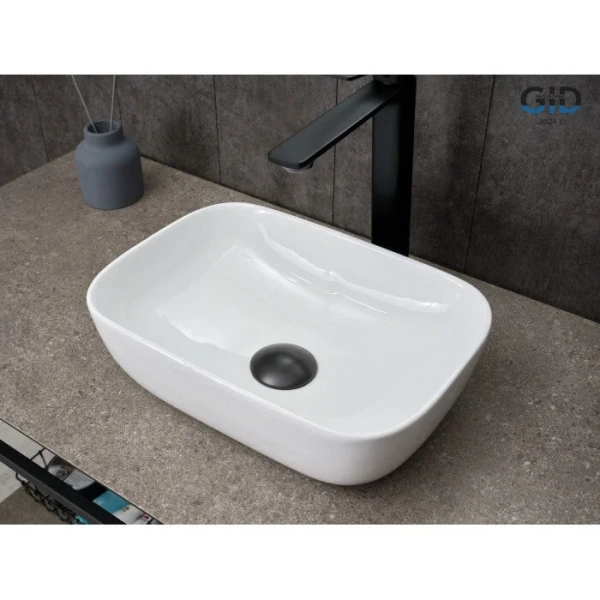 Раковина GID Geometrico N1334 36 см белая 51237 (детальная фотография), накладные (на столешницу)