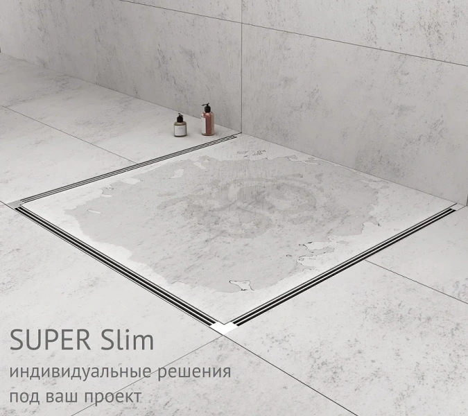 Душевой лоток BERGES Super Slim 70 см хром 091153 (детальная фотография), для монтажа в пол