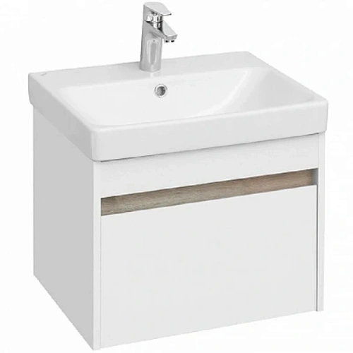 Тумба под раковину подвесная Акватон Марти 55 см белый/дуб эдгрейн - фото 1